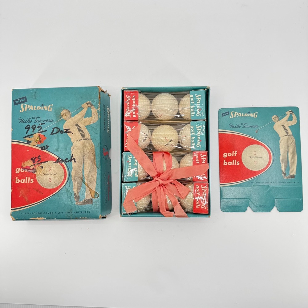 Vtg 50s Spalding Mike Turnesa Golf Balls Dozen Original Box Display Advertising